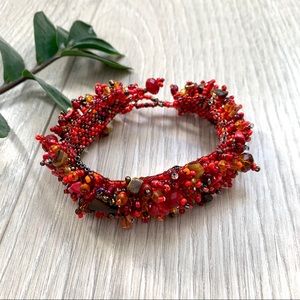 Red Stone Beaded Bracelet